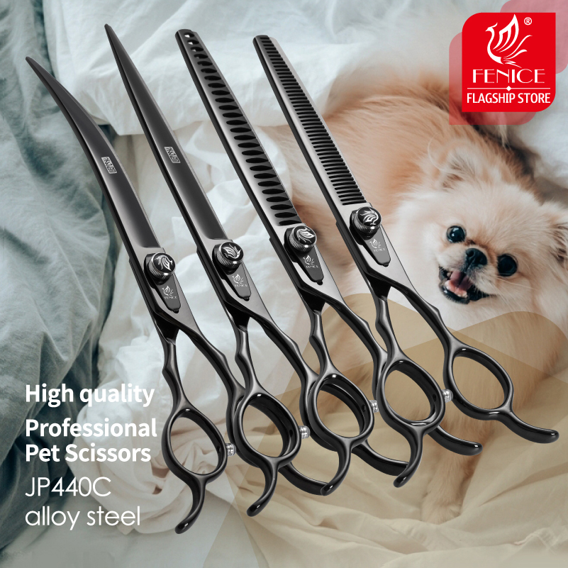 Grooming Scissors - Fenice JP440C Steel Professional Black Canine