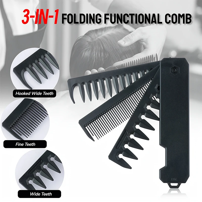 3-in-1 Folding Beard Comb for  - Mens Grooming Travel Kit review and price