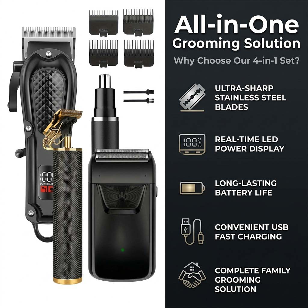 4 in 1 Men's Hair Clipper Set, - Electric Shaver Rotary review and price