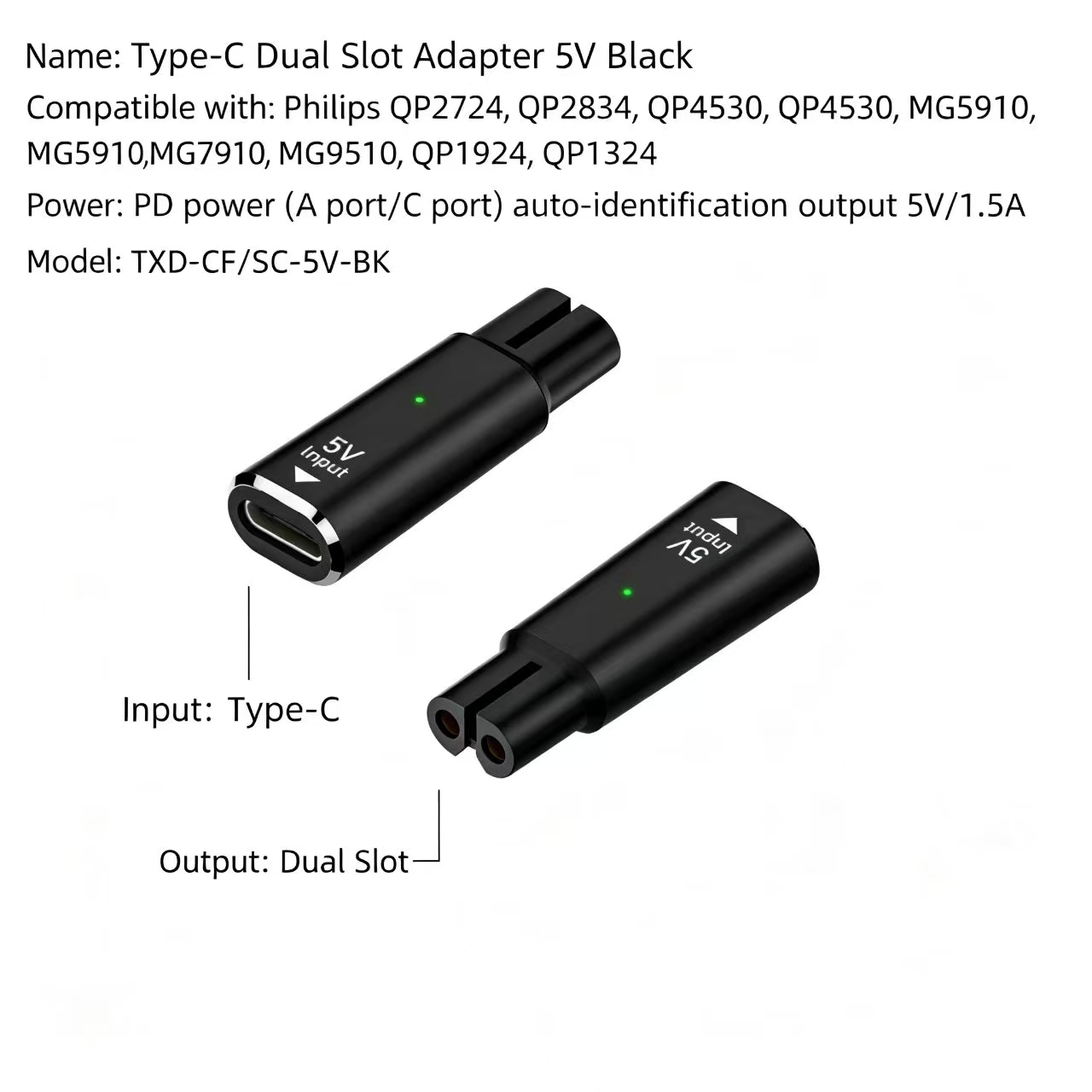 5V Type‑C Female to Dual Slot  - Electric Shaver Rotary review and price